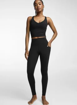 Adjustable-waist pocket velvety legging