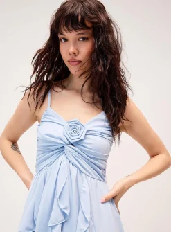 Airy chiffon maxi ruffle dress
