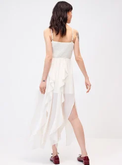 Airy chiffon maxi ruffle dress