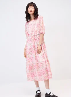 Airy flowers tiered maxi dress