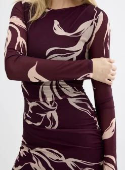 Alannah abstract floral mesh dress