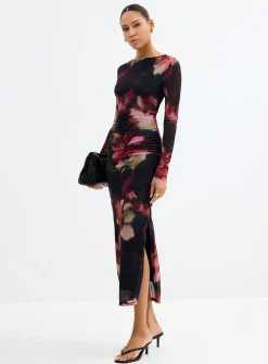 Alannah abstract floral mesh dress