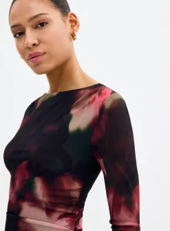 Alannah abstract floral mesh dress