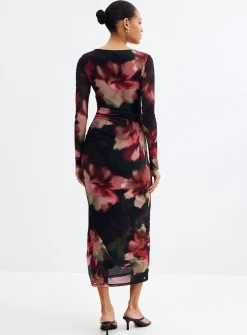Alannah abstract floral mesh dress