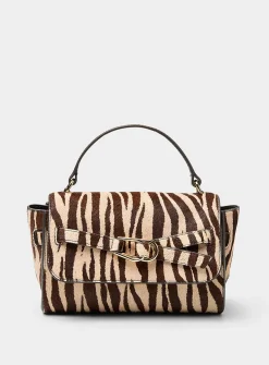 Alexei zebra pony hair leather evening bag