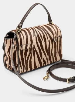 Alexei zebra pony hair leather evening bag