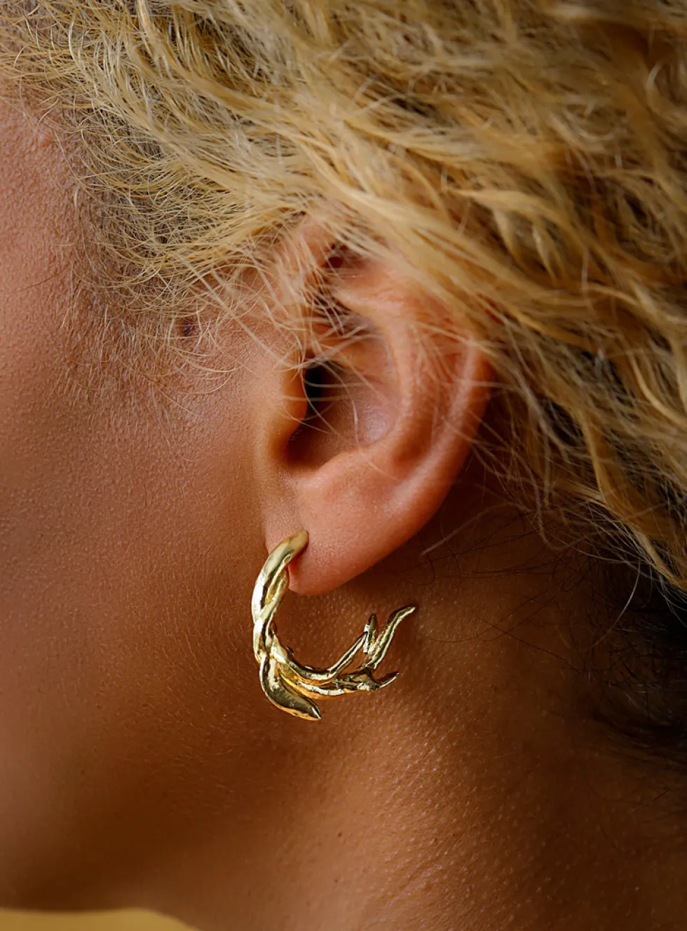 Algae Twist brass earrings