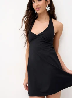 A-line halter minidress