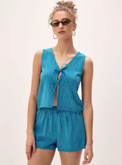 A-line linen blend short