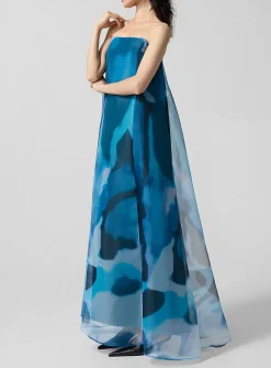 Allyson misty blue bustier maxi dress
