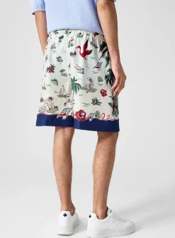 Aloha printed pure silk Bermuda short