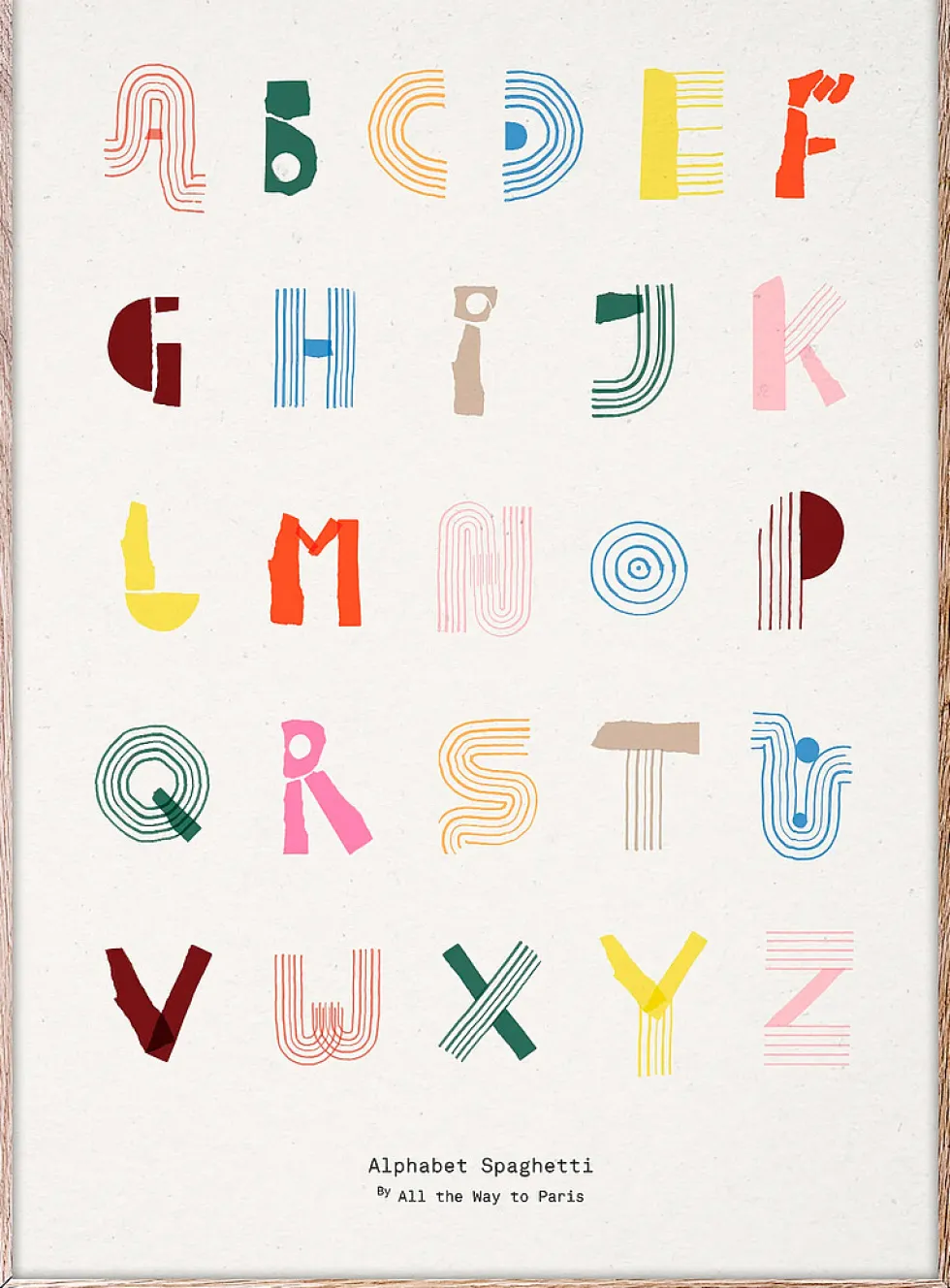 Alphabet Spaghetti - colourful art print