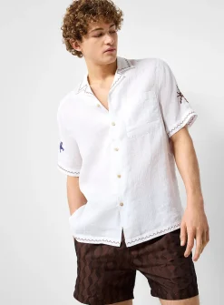 Alves embroidered linen camp shirt