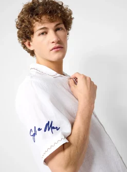 Alves embroidered linen camp shirt