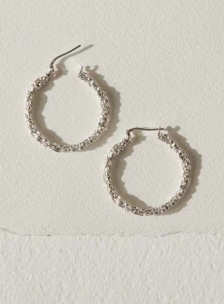 Amalgam large sterling silver hoops