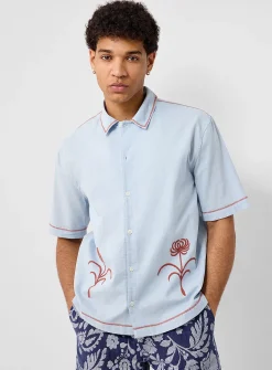 Amber floral embroidery shirt