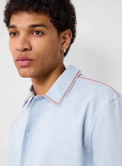 Amber floral embroidery shirt