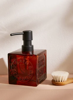 Amber glass cube soap pump