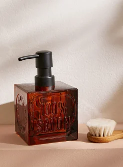 Amber glass cube soap pump
