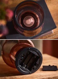 Amber retro-style portable open lamp