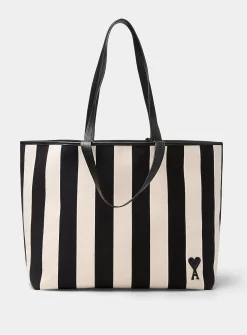Ami de Coeur striped cotton tote bag
