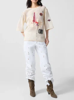 Amia geometric broderie anglaise jean