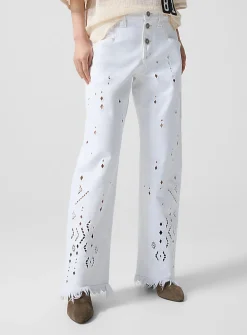 Amia geometric broderie anglaise jean