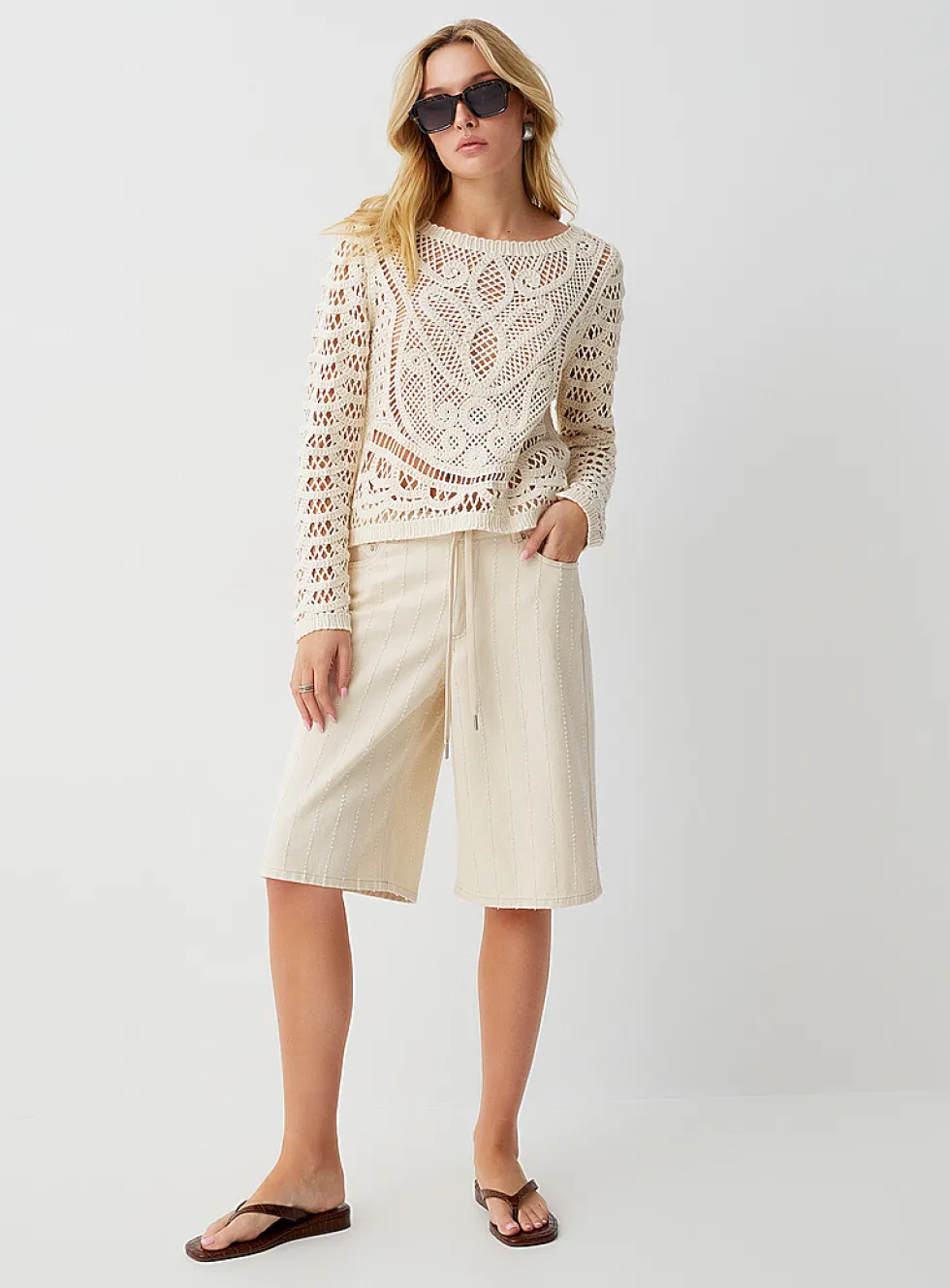 Amy textured stripes Bermuda short