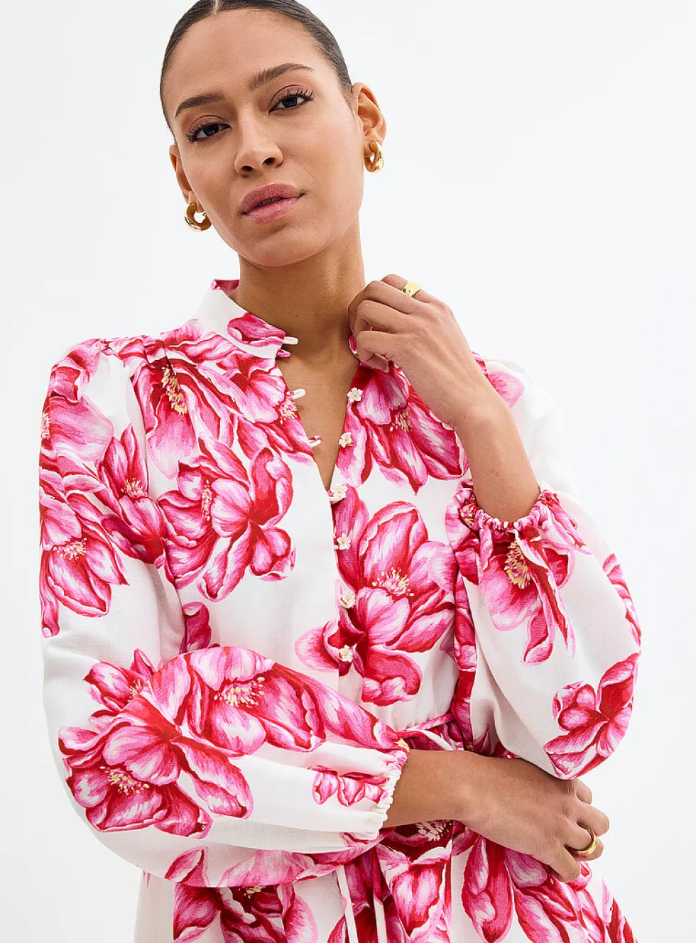 Analise magnolia jewel buttons dress