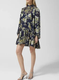 Anaya tie-collar chiffon minidress