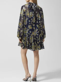 Anaya tie-collar chiffon minidress