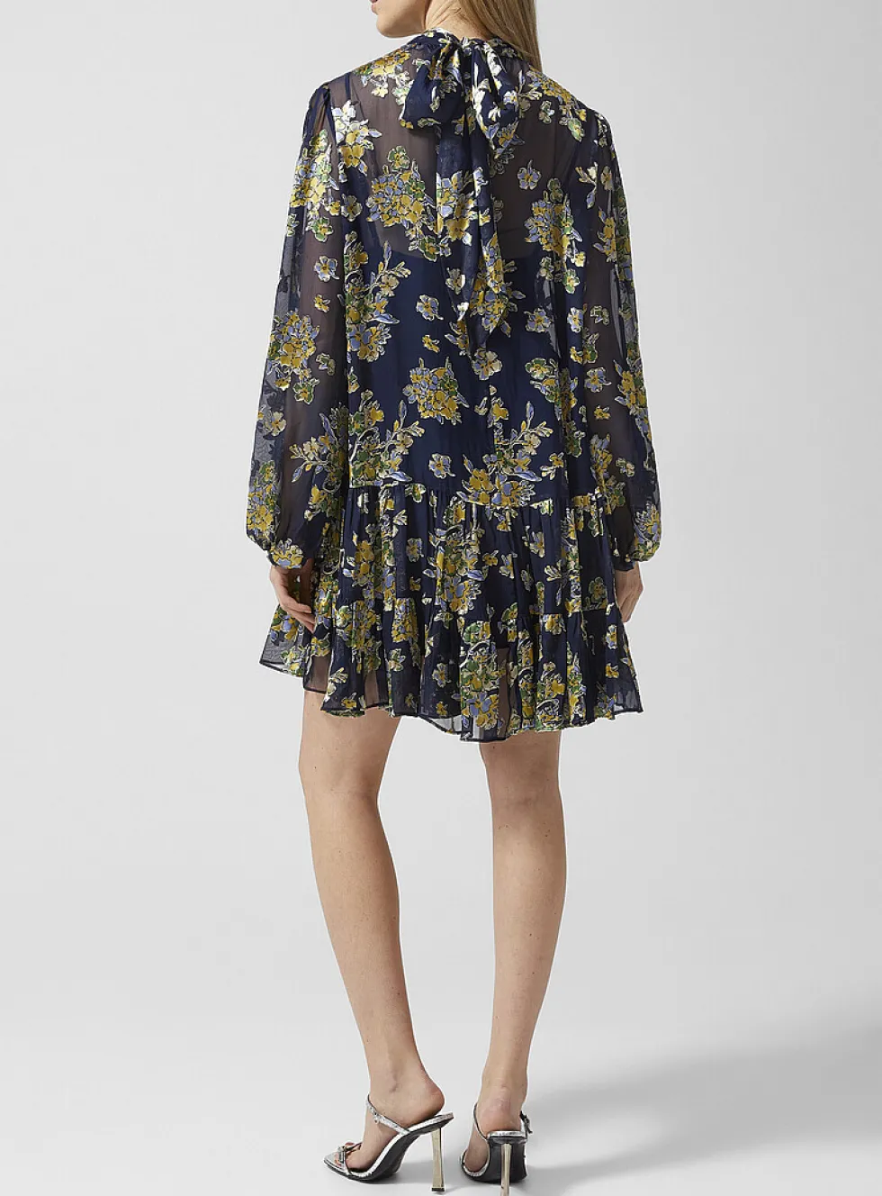 Anaya tie-collar chiffon minidress