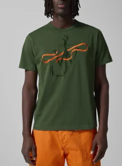 Anchor and ribbon embroidered T-shirt