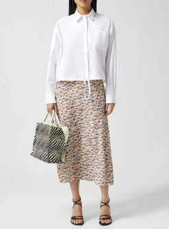 Anemone pure silk midi skirt
