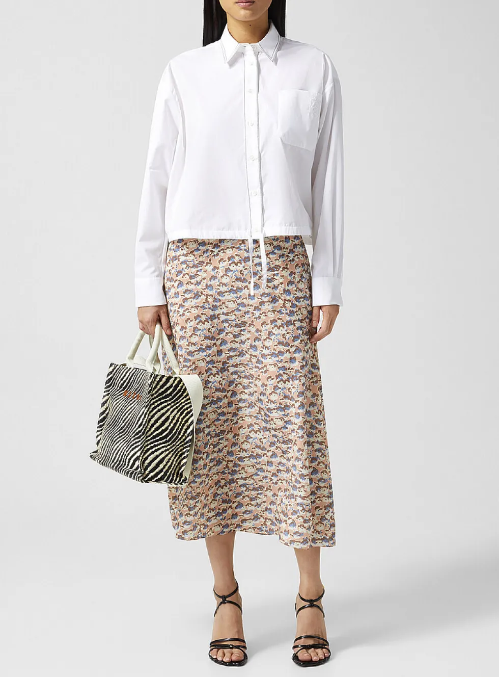 Anemone pure silk midi skirt