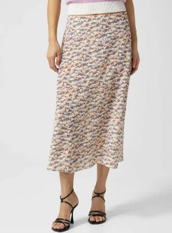 Anemone pure silk midi skirt