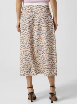 Anemone pure silk midi skirt