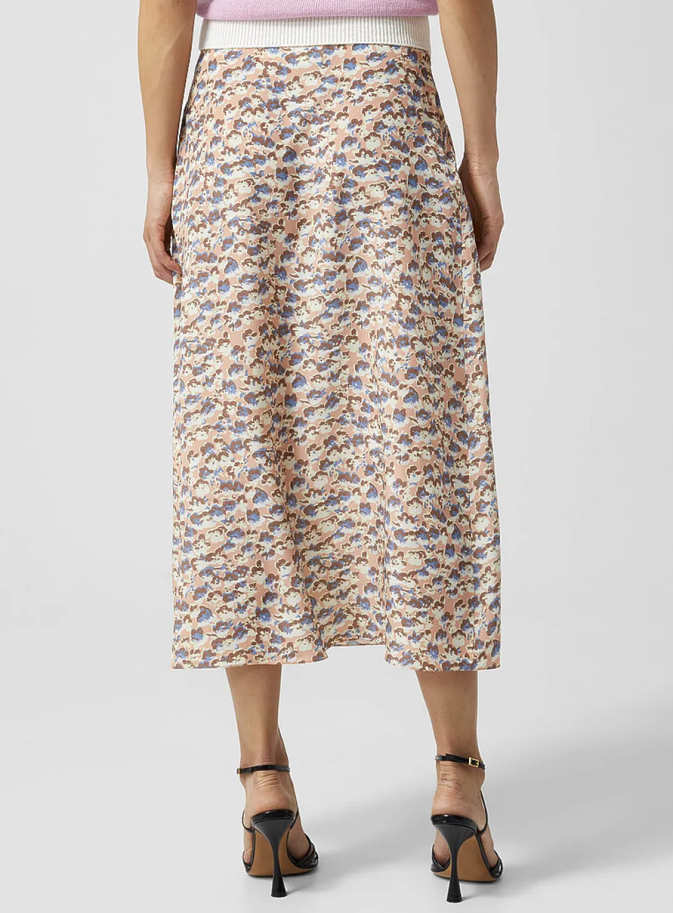 Anemone pure silk midi skirt