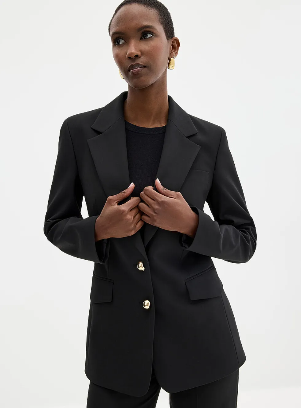 Aniba golden buttons cinched blazer
