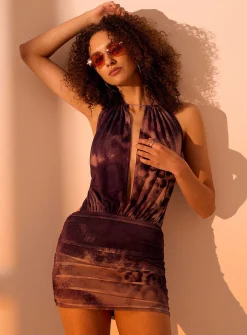 Animal print halter minidress
