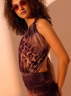 Animal print halter minidress