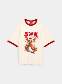 Anime graphic ringer T-shirt