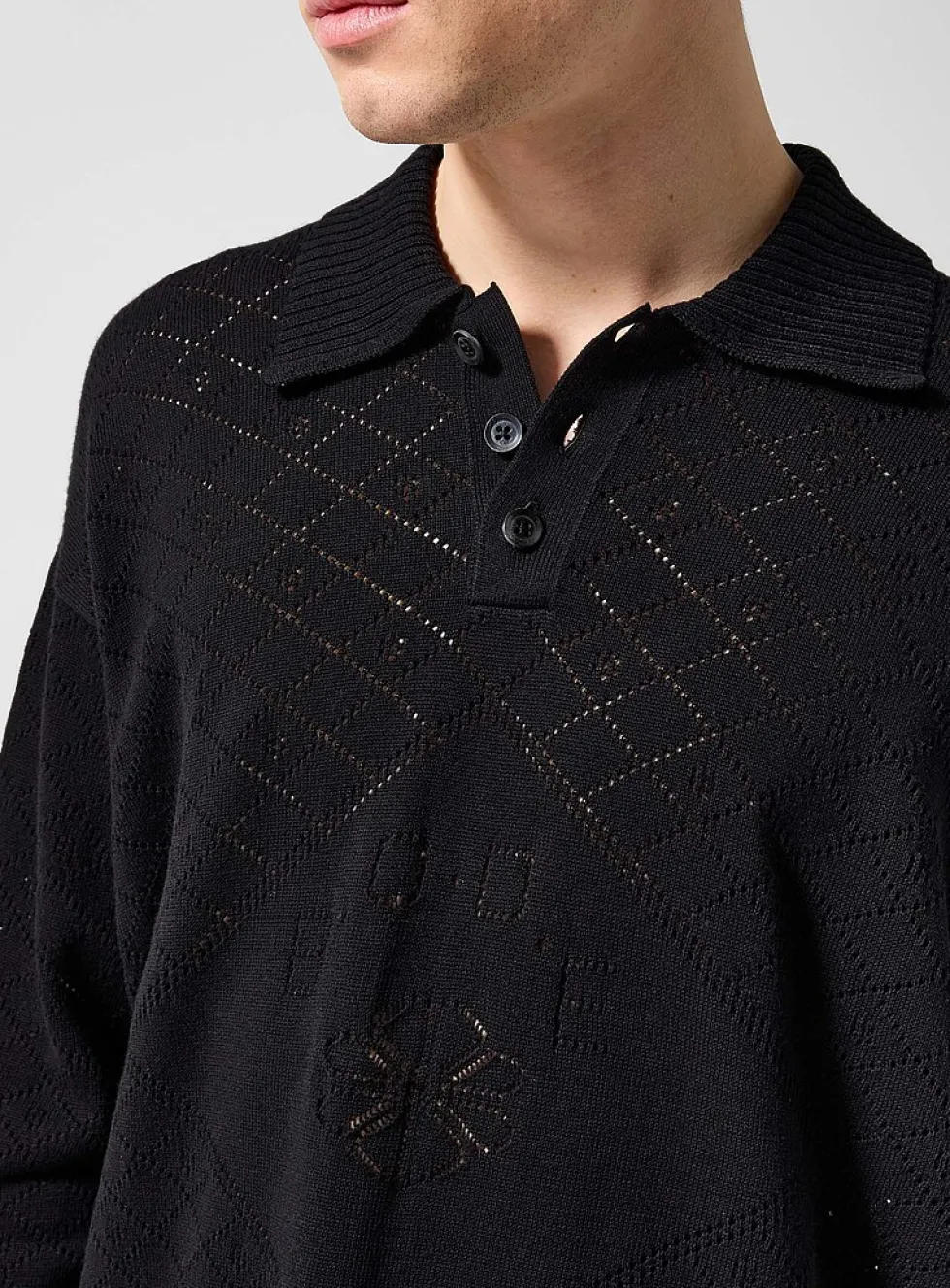 Anisette pointelle knit polo shirt