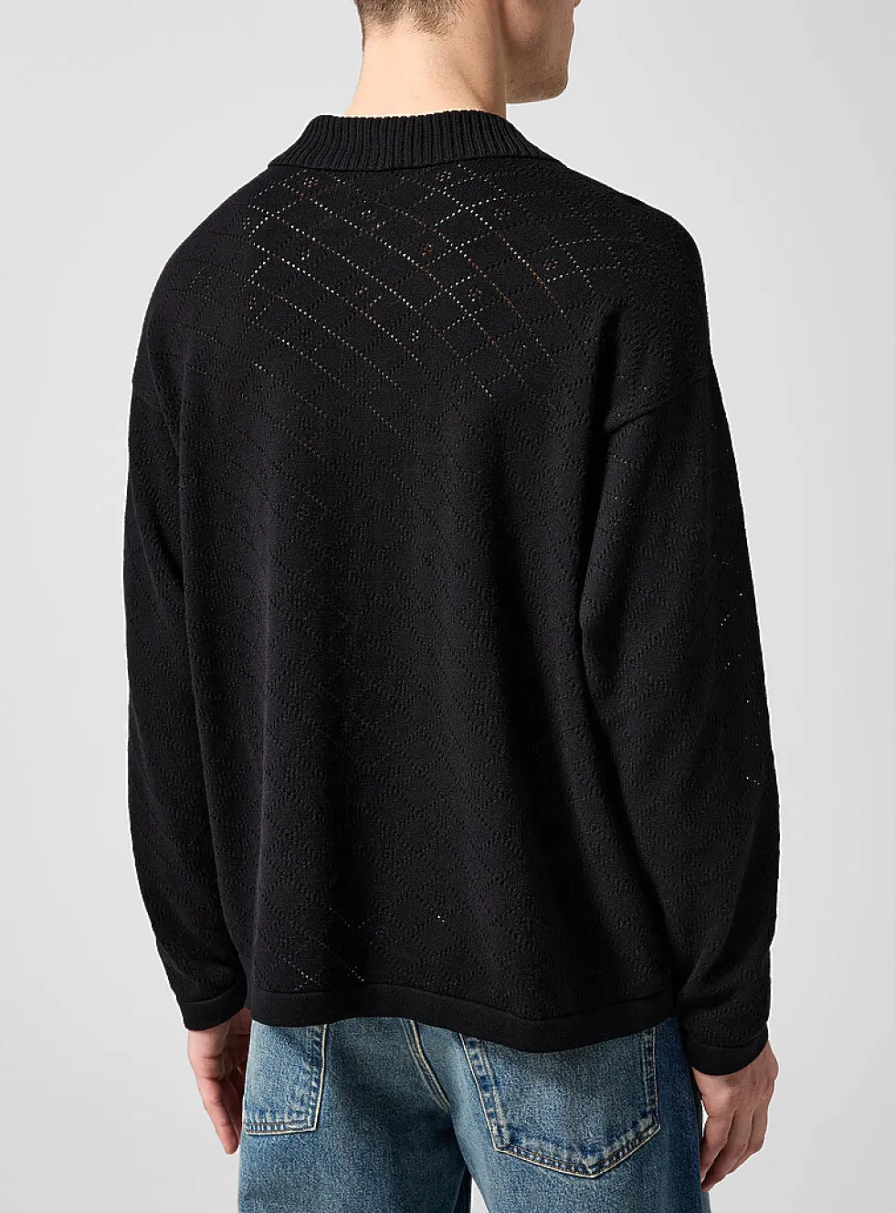 Anisette pointelle knit polo shirt