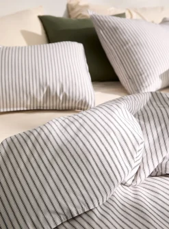 Anthracite striped duvet cover set