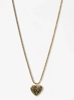 Antique heart medallion twisted chain