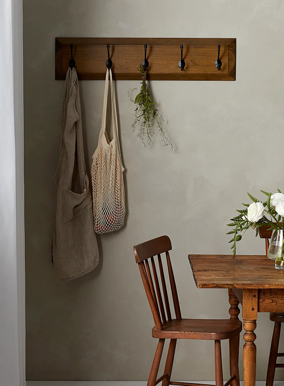 Antique 5-hook wall coat rack