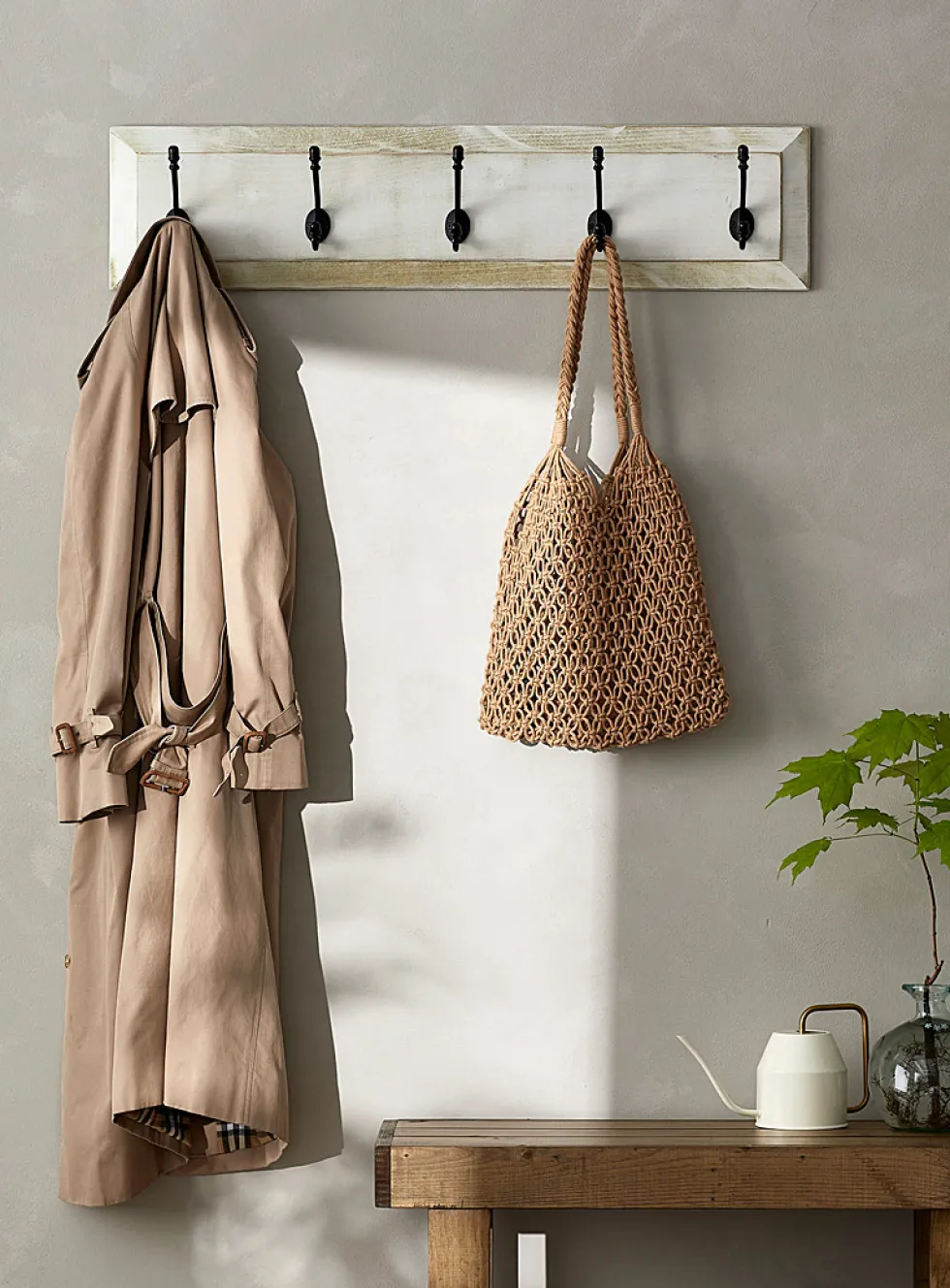 Antique 5-hook wall coat rack