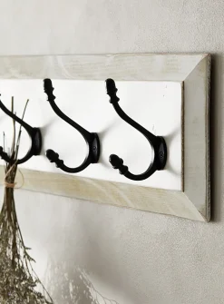 Antique 5-hook wall coat rack