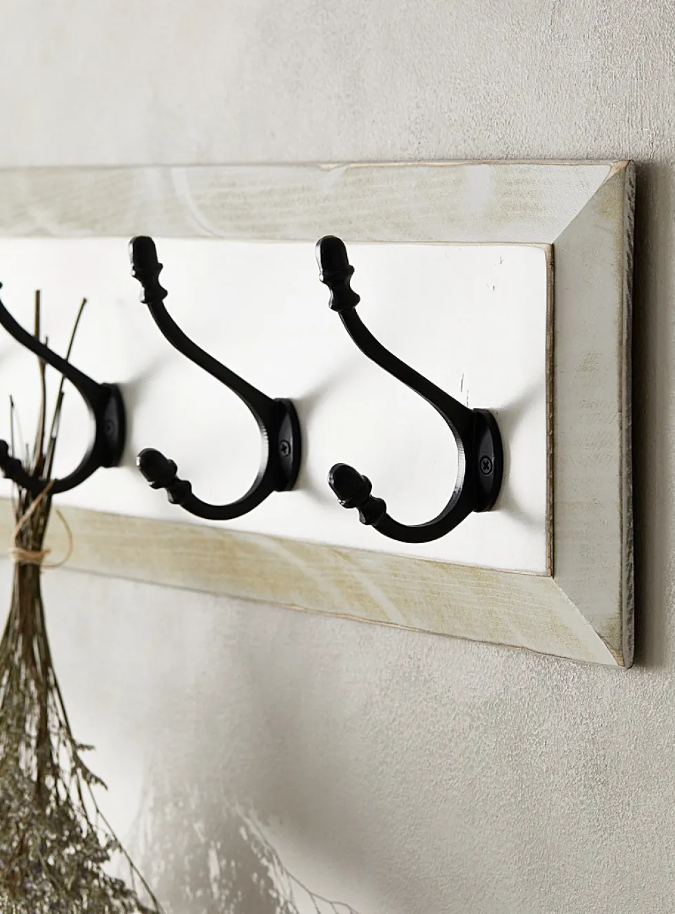 Antique 5-hook wall coat rack